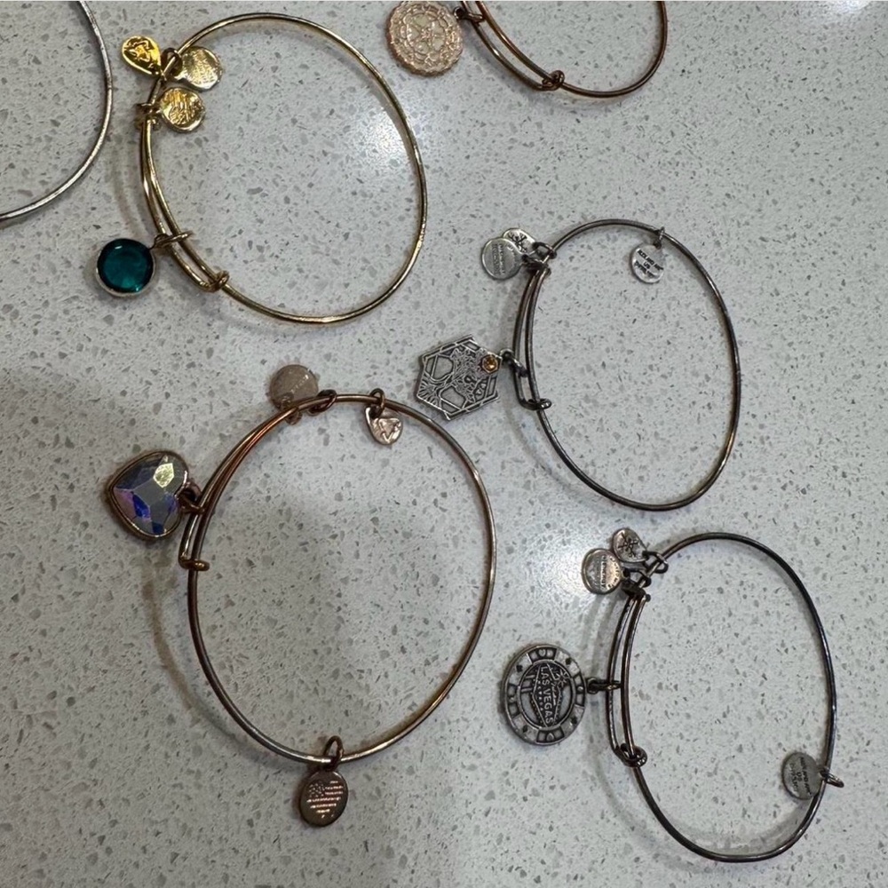 LOT OF 11 Alex and Ani Metal Charm Bangle Bracelets - Gold, Rose Gold, Silver - Picture 3 of 5